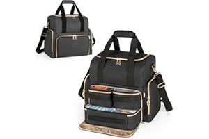 Luxja Grand Étui de Transport pour Tatouage avec 3 Pochettes Amovibles, Organisateur de Fournitures de Tatouage pour Imprimante de Pochoirs et Kit de Tatouage, Noir