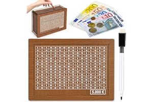 SUFANG Hucha de Madera con Contador, Hucha con Contador, Hucha con Objetivo de Ahorro y Números, Hucha Retro con Números, Ayuda a los Niños a Desarrollar el Hábito de Ahorrar Dinero