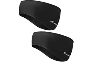 LINLOOK Sport Bandeau Hiver Cache Oreille Protege pour Homme Femme - 2 Pièces Sport Headband Anti Transpiration pour Running, Jogging Noir