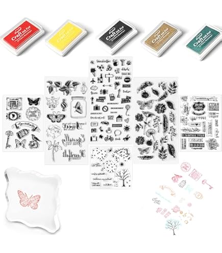 Set Timbri Natale Con Blocco Acrilico - 5 Fogli Silicone Per Fai Da Te - Foto 6