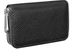 GADIEMKENSD Credit Card Holders for Women Men RFID Blocking Genuine Leather Mini Bank Card Wallet Purse with Zipper Small ID Compact Slim Wallets Case Black