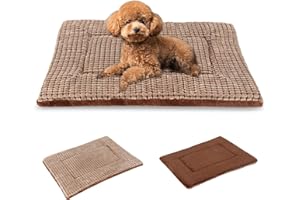 BVAGSS Dog Bed Mat,Reversible Crate Pad, Memory Foam Beds, Soft Warm Pet Cushion for Small Medium Dogs, Washable Pet Sleeping Mattress Kennel Pad XH079 (60x45x4cm, Brown)