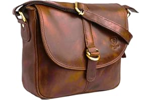 J. Wilson London - Designer 100% Pure Genuine Real Distressed Vintage Hunter Leather Handmade Unisex Crossover Shoulder Messenger Briefcase Bag