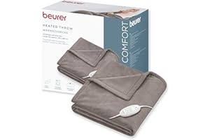 Beurer HD 75 Manta eléctrica, acogedora manta térmica con 6 ajustes de temperatura, sistema de seguridad y desconexión automática, lavable a máquina, color topo, 180 x 130 cm