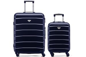 Flight Knight Set of 2 Premium Suitcases - Extra Stong Lightweight Luggage - Hardcase Suitcases with 4 Wheels & Built in Lock - (Set of 2 S+L)