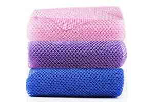 BNPHSIN 3 Pcs African Net Sponge, Exfoliating African Wash Net Cloth Bath Sponges, 80x30cm Long African Shower Sponge Body Sponge Exfoliating Sponge for Men and Women Deep Cleaning(Pink Blue Purple)
