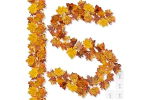 ROLLWAY 2 Pezzi Ghirlanda Autunnale d'acero Artificiale Autunno Foglie Autunnali Ghirlande Foglie Autunnali Artificiali Vite Autunno Foglia Artificiale del Ghirlanda Addobbi di Acero Halloween Decori