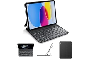 HOU Clavier pour iPad 10 EME Generation/11eme A16 2025 11 Pouces, Deux Angles de Soutien Réglables, Ergonomique, Qualité Supérieure Clavier AZERTY, en Similicuir, Slim and Portable,Noir