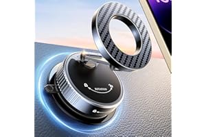 Mohard 2025 Support Telephone Voiture pour MagSafe [Nano Gel + Aspiration sous Vide], Porte Aimant Téléphone Voiture Magnetique 2400GF Ultra Puissant & 360° Réglable Pliable pour iPhone 17/16/15/14/13