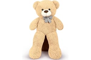 SNOWOLF Orsacchiotto gigante da 120 cm, grande orsacchiotto di peluche peluche peluche giocattolo orsacchiotto bambola per bambini ragazza (marrone chiaro)