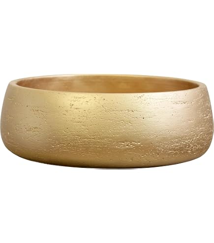 Goldener Blumentopf Aus Keramik – 23,1 Cm Durchmesser, Rund, Rutschfest, Für Zimmerpflanzen
