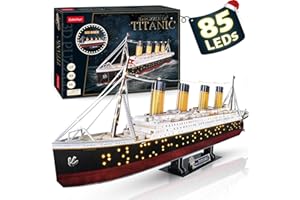 CubicFun Puzzle 3D LED 88 CM Titanic - Bateau Modèle de Titanic Jouets pour Adultes et Ados, 266 Pièces