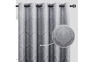 DWCN Blackout Curtains Color Gradient Gradually Changed Decorative Ring Top Eyelet Window Elegance for Bedroom Livingroom Nursery Room 2 Panels,66" Wx90 L Grey