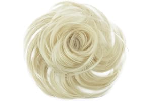 ‎CAISHA CAISHA Haargummi Bella Hochsteckfrisuren Haarteil Hochzeitfrisuren Voluminös Leicht Gewellt Hitzebeständige Kunstfaser DM17cm Platinblond G16B
