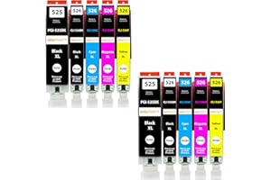 Amaprint 12 XL Wkłady atramentowe kompatybilne z Canon PGI 525 CLI 526 Kartridże dla Pixma MG6150 MG6250 MG8150 MG8240 MG8250