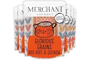 Merchant Gourmet Simply Cooked Glorious Grains with Red Rice & Quinoa - Microwave Rice Mix - Source of Fiber, Low Fat & Vegan - Pack of 6 x 250g Ready-to-eat Pouches