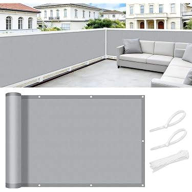 Pannello Giardino, Copri Ringhiera per Esterni, Copertura per Balcone Giardino Schermo Privacy Resistente, UV Poliestere Resistente alle Intemperie, Effetto Pietra,0.85 * 6.5m