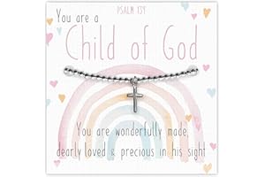 Purple Piglet Gifts Christening Gift Card - Silver Adjustable Crucifix Bracelet Gift Box With Original Artwork Psalm 139 - Baptism Present For Girl or Woman