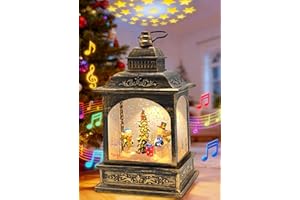 YYKY Globo di Neve Lanterna di Pupazzo di neve di Natale,natale decorazioni casa,Palle di vetro natalizie Globi con Musica,Proiezione,Timer,Glitterata Neve - 3AA Batteria/USB–regali di natale 21 cm Altezza