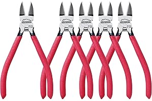 HOUSERAN Szczypce Boczne 15 cm do Drutu 5 Sztuk, Boczkowe Nożyce Sprężynowe z Antypoślizgowym Czerwonym Uchwytem, Przecinaki Dikes do Biżuterii, Rękodzieła i Napraw Domowych