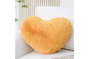 Yhoelata Cojin Corazon Amarillo, Cojin de Peluche en Forma de Corazon, Cojines De Sofa De Felpa, Cojines De Cama, Decoracion De Dormitorio Infantil, 26 x 36 cm