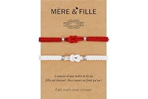VGWON Cadeau Noël Anniversaire Nouvel An, Cadeau Personnalisé Maman Mamie Grand-Mère Amie Fille Fils Collègue, 2 Bracelets Parent-Enfant