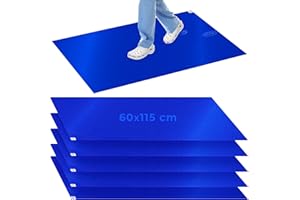AIESI® Tapis décontaminant amovible adhésif 30 FEUILLES détachables AVEC BACTERICIDE bleu dimensions 60x115 cm (5 tapis avec 30 feuilles), Antibactérien, Antipoussière