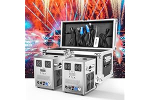 FODEXAZY 530W Machines pyrotechniques avec flightcase, télécommande sans fil pour mariage, DJ show, soirées (2pcs machines sliver avec flightcase)