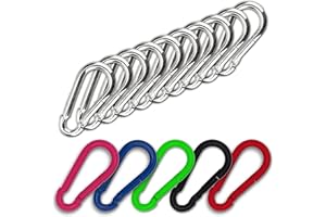 C.P. SPORTS C.P.Sports 10 mosquetones de 80 mm x 8 mm | para Deportes de Fuerza, Culturismo, Fitness y Bricolaje, Hobby y Ocio | Acero Inoxidable de Color | Resistente a la tracción y Resistente | 10 Unidades