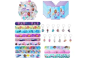 GUBOOM Gabbys Kindergeburtstag Mitgebsel Set, Gabbys Geburtstag Deko, Gabbys Geburtstagseko, Slap Bracelets Armbänder Kinder Slap Armband, Gabbys Kindergeburtstag, Gabbys Aufkleber 6742381