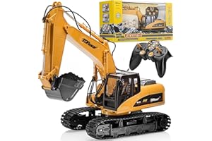 Top Race 15-kanałowa koparka RC - w pełni funkcjonalny, zdalnie sterowany ciągnik w skali 1:14, ciężarówka budowlana ze światłami i dźwiękiem - wiek 8+