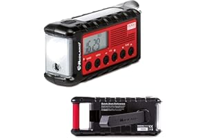Midland - Batería Externa de Emergencia ER300 Multifuncional para Camping y Outdoor, Linterna LED Dinamo, Radio FM/Am con Placa Solar, Función SOS y Ultrasonidos para Perros, Pilas Recargables
