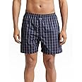 Jockey 1222 Men's Super Combed Mercerized Cotton Woven Checkered Boxer Shorts with Back Pocket (Colors & Checks May Vary)