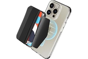 ‎SINJIMORU Sinjimoru Magnetischer Kartenhalter mit elastischem Fingerhalter, Handy Kartenetui mit weichem Band kompatibel mit MagSafe Wallet für iPhone 17, 16, 15, 14 & 13 Reihe. M-Band Schwarz