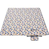 SONGMICS Piknik &Ouml;rt&uuml;s&uuml; GCM87CU, 200 x 200 cm b&uuml;y&uuml;k plaj &ouml;rt&uuml;s&uuml;, kamp &ouml;rt&uuml;s&uuml;, su ge&ccedil;irmez alt y&uuml;zey, makinede yıkanabilir, kat