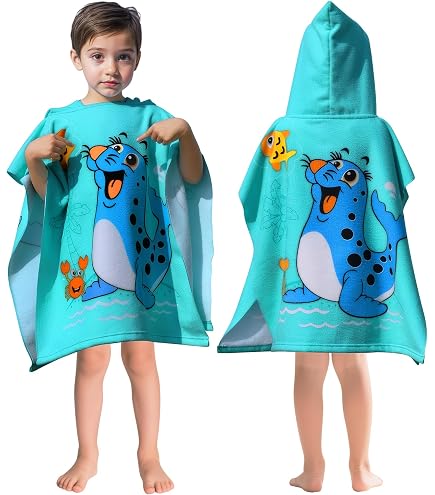Poncho De Bain Enfant Microfibre 60x60cm - Capuche - Motifs Mignons - Pour 2 à 8 Ans - JORAKI