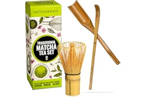 MATCHAMAKA Set da tè con frusta Matcha, frusta giapponese (Chasen), paletta tradizionale (chashaku), cucchiaino da tè – Il perfetto set per cerimonia del tè verde Matcha – Kit tradizionale per tè