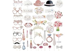 AUGOOG Hochzeit Foto Requisiten,Fotoautomat Zubehör Hochzeit Foto Deko Requisiten Lustige Selfie Accessoires für Braut Party (Color03)