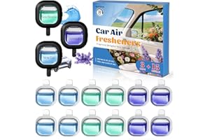 DERDUFT Car Air Freshener Vent Clip Kit – 3 Diffusers & 12 Refills, Long Lasting Car Fragrance for Daily Commute & Road Trips, Reusable Leakproof Vent Air Freshener, New Car, Lavender, Sea Breeze