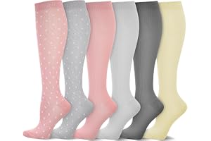 6 par Graduerad Kompressionsstrumpor, elastisk strumpa som andas leggings