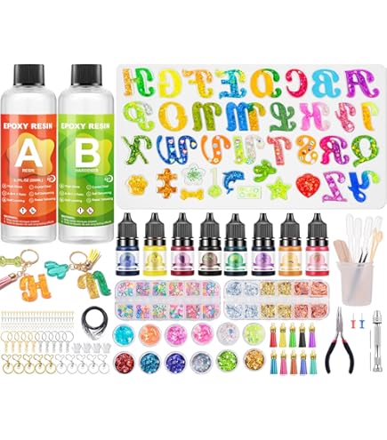 Kit Resina Epossidica 218 Pezzi Con Stampi Lettere - Per Portachiavi E Gioielli Fai Da Te - Foto 10