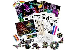 Raimarket Girl Gifts for Kid 74-Piece Scratch Art for Kids, Arts and Crafts for Kids Set Ages 4 5 6 7 8 Year Old, Perfect Birthday and Christmas Gifts for Girls & Boys, Fillers Unicorn Toys