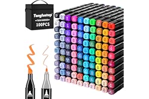 ‎TONGFUSHOP Tongfushop 100+2 Filzstifte Set, Meißel & Feine Verdoppelt Spitzt Alkohol Marker, 2 Sekunde Schnell Trocknende Kunst Sketch Marker Stifte für Erwachsene Kinder Zeichnung Design Rendering Brief Manga