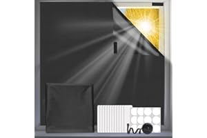 WEYSOO Blackout Blinds Stick On, 300 * 145cm Portable Black Out Material with Sticky Pads,No Drill Temporary Window Cover for Bedroom, Nursery Room,Caravan,Cut to Any Size (BLACK)