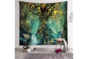 Zodight Tapiz de Pared Psicodélico, Tapiz del Árbol de La Vida Tapices de Cuento de Hadas, Cascadas bajo el Antiguo Árbol Encantado Tapestry Decoración de Pared para Dormitorio Sala de Estar