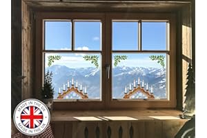 THE TILE STICKER COMPANY pack of 2 Christmas stained glass Bauble candle arch Snowflake Window Stickers Cling (candle arch)