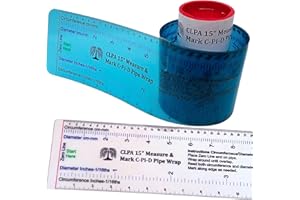 Ruban de mesure et de marquage de diamètre CLPA 15" P -Pi-D pour tuyaux utilisant une conception « enveloppante et lue » pour la circonférence, le diamètre, et les lignes de marquage