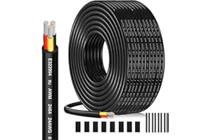 HULUWA Cable Eléctrico 24 AWG 3 x 0,23 mm² UL2464-20 Metros, 3 Conductores de Cobre Estaño, 300V, Ideal para Iluminación LED Auto, Casa y Aplicaciones Exteriores