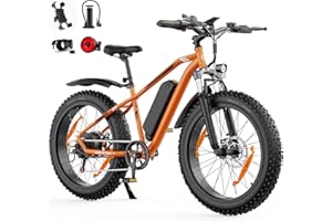 AOIHO Bici Elettrica, 26" × 4.0" Fat Tire Bici Elettrica Uomo Donna da 48V 13Ah/15Ah/18Ah Batteria, Motore 85NM, Autonomia di 100-150KM, Display LCD, 7 Velocità Fat Bike, EBike per Ogni Terreno