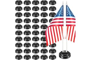 DoubleFill 24 Pcs Desk Flag Stands for 4"x6" Miniature Flag, Desk Flag Holder with 2 Hole, Mini Flag Holder Black Plastic Desk Base Small Table Flag Holder Desk Flag Base Stand for Small Mini Flags